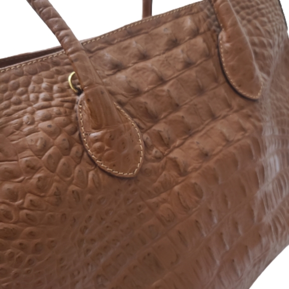 Courage B brown Andre crocodile embossed leather satchel - Picture 4 of 11